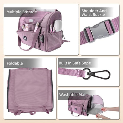 Expandable Cat Carrier Backpack for Large Cats - Airline Approved Pet Carrier Backpack for Small Dogs, Hiking & Travel, Waterproof with Breathable Mesh, 22lbs Capacity (Plum, Large)