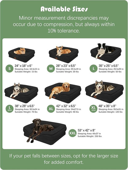 Spotted Play Orthopedic Dog Bed with Sides - Sofa Beds for Extra Large Dogs, Supportive Foam Pet Couch Bed with Washable Removable Cover, Waterproof Lining and Non-Slip Bottom, Black - XL-Plus