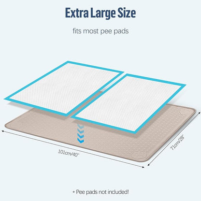 Pee Pad Holder for Dogs 40''x28'' Silicone Puppy Pee Pad Tray, Khaki | Extra Large Dog Potty Tray Leak-Proof, High Edge, No Spill Training Pads for Floor Protection, No Pee Pads