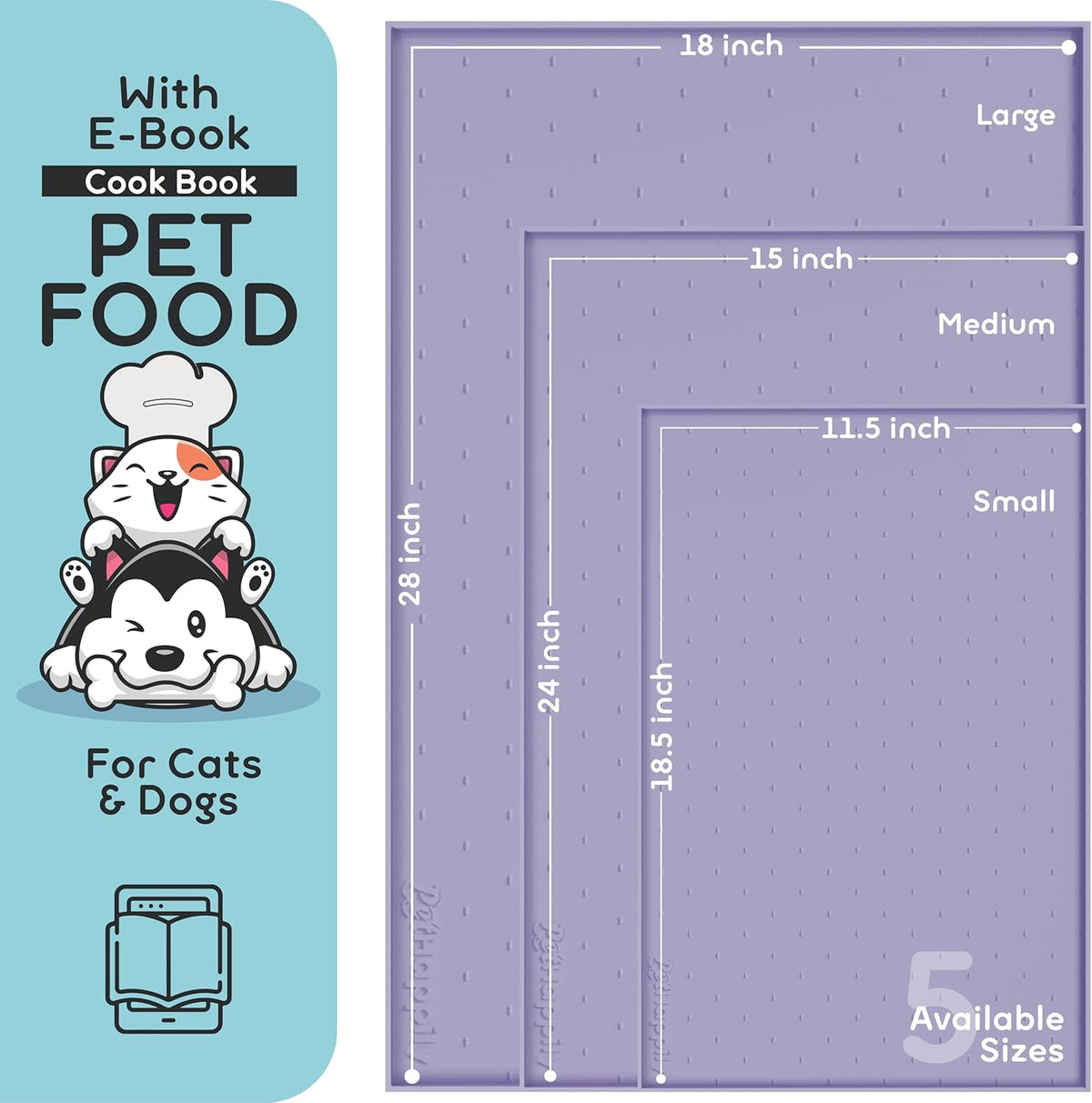 Dog Food Mat - 28x18 Raised Edges Dogs Mat for Food and Water Prevent Spill, Waterproof Cat Food Mats Protect Floors, Easy Clean Dog Bowl Mats for Food and Water, Silicone Pet Feeding Placemats