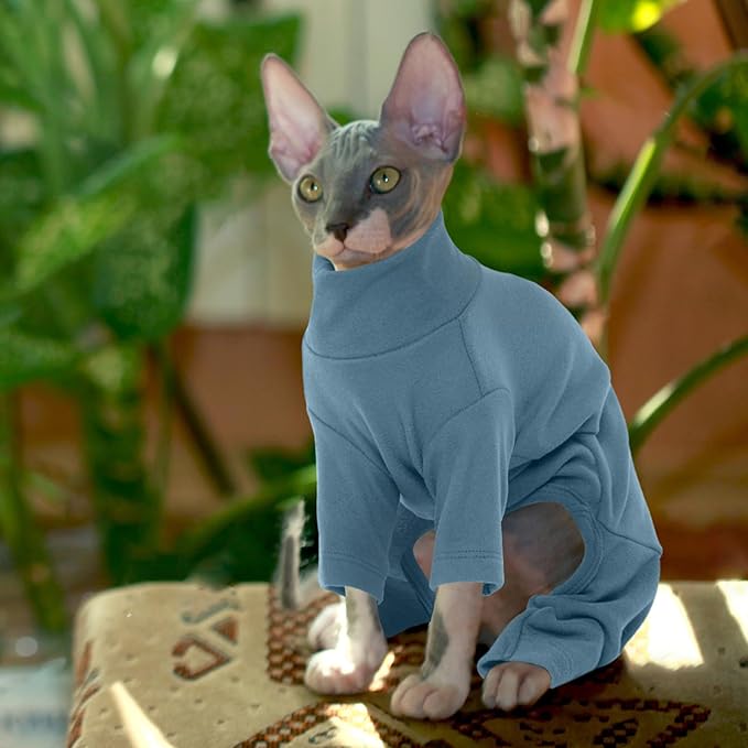 ROZKITCH Hairless Cat Sweater, Breathable Soft Jumpers for Sphynx Only, Coat with Four Legs, Warm Sweater T-Shirt Cat Pajamas Jumpsuit Vest Cornish Rex, Devon Rex, Peterbald Grey S