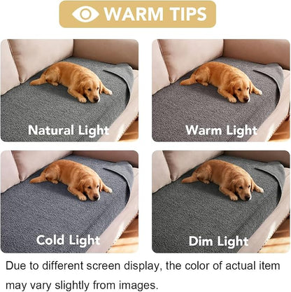 H.VERSAILTEX Non Slip Pet Couch Cover Chenille Dog Bed Protector Thick Soft Sofa Slipcover Pet Friendly Washable Couch Cushion Covers for Pets (68" x 82", Gray)
