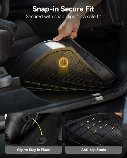 3W Floor Mats Fit Toyota Camry 2018-2024 FWD Only (Not for Hybrid or AWD), TPE All Weather Custom Fit Floor Liner, 1st and 2nd Row, Black(L/LE/SE/TRD/XLE/XSE)