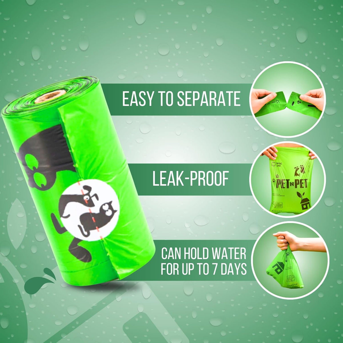 Pet N Pet 540 Counts Green Poop Bags for Dogs, 38% Plant Based & 62% PE Extra Thick Dog Poop Bags Rolls, 9" x 13", Unscented Dog Waste Bag, Pet Supplies for Dogs