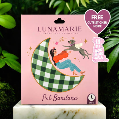 LunaMarie - Luxury Pet Birthday Bandanas -Premium & Silky Poly Fabric | 100% Handmade | Custom Shape Dual Layered (Olive, Large)