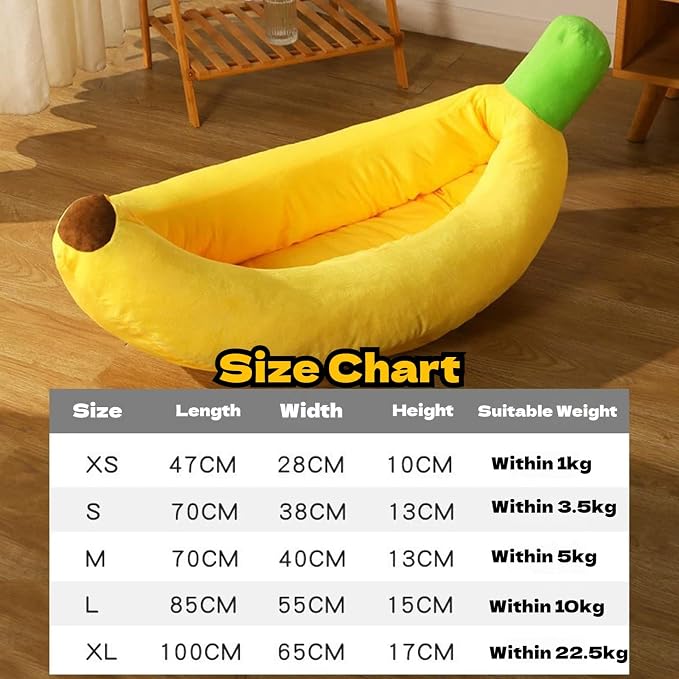 Banana Pet Bed for Small Dogs and Cats, Cozy Enclosed Calming Cave Bed with Removable Plush Cushion for Indoor Kittens Puppies Small Pets (Banana Bed + Blanket + Bone Toy, X-Large)