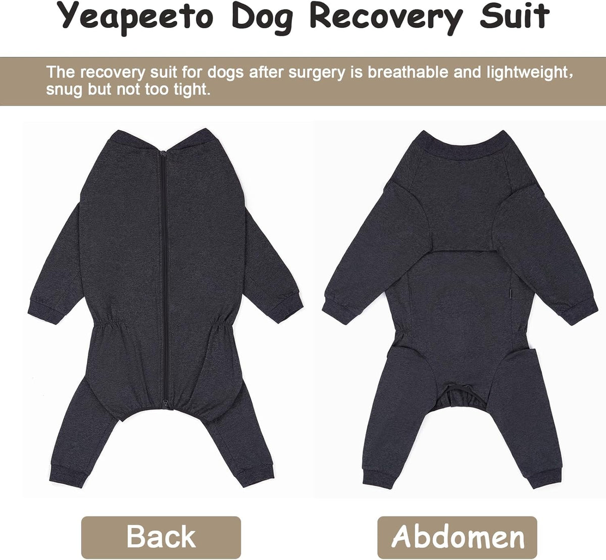 Yeapeeto Dog Onesie Surgery Recovery Suit for Large Medium Bodysuit Dogs Pajamas PJS Full Body for Shedding, Prevent Licking, Wound Protection, Cone Alternative(6XL,Dark Grey)