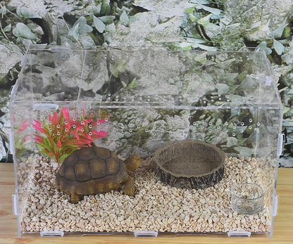 OMEM Reptile Natural Bowl Food and Water Dish Resin Made (Tree bark)
