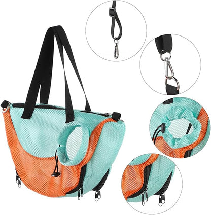 Adjustable Cat Bathing Bag Anti-Bite & Anti-Scratch Bath Washing Mesh Grooming Bag Shoulder Pet Carrier Hands-Free Bag for Small Cats
