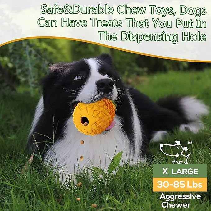 Dog Toy for Aggressive Chewers Large Breeds, Indestructible Dog Teeth Clean, Pineapple Tough Treat Dispensing Toys for Large Dogs (Giant)