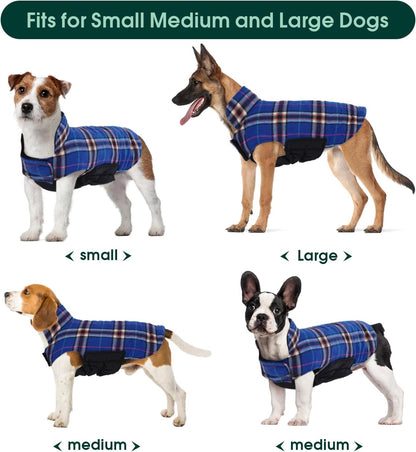 Kuoser Warm Dog Coat, Waterproof Dog Jacket for Extra Large Dogs, Adjustable Durable XXL Doggie Winter Coat Reversible Puppy Cold Weather Apparel from Small to Large Breed, Navy XXL