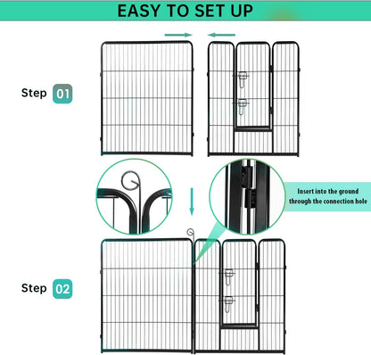 BestPet Dog Playpen Indoor 40 inch 16 Panels Metal Dog Pen Pet Dog Fence Outdoor Exercise Pen with Doors,Pet Puppy Playpen for RV Camping Yard, Black