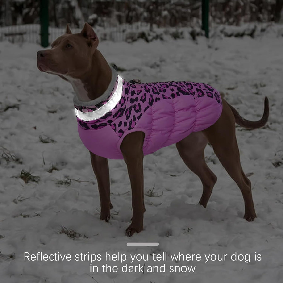 FUAMEY Dog Coat for Small Dogs,Waterproof Dog Winter Jacket with Harness Built in Puppy Cold Weather Coats Reflective Pet Vest with Zipper Warm Fleece Dogs Snowsuit Windproof Pink Leopard XS