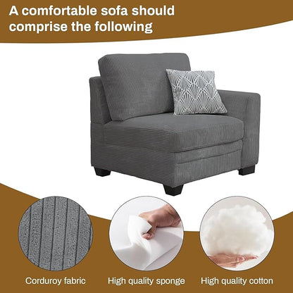 Legend Vansen Oversized Modular Sectional Sofa,8 Seat U Shaped Couch with Ottoman,Corduroy Sofa with Deep Seat,Convertible Large Sectional Couches for Living Room (Grey, U-13)