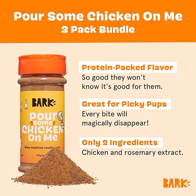 Barkbox Chicken Dog Treat Topper High Protein Limited Ingredient Meal Mixer, Rosemary Extract for Large & Small Breeds, Elevate Dog Food Dining, Shake & Pour for Dog Bowls (Pack of 3)