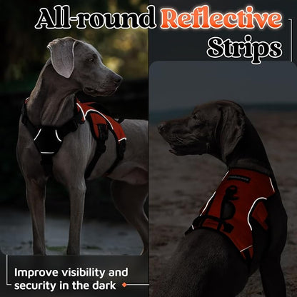 rabbitgoo Escape Proof Dog Harness for X-Large, No Pull with Lift Handle | No Escape, Full Soft Padded, Reflective Adjustable Vest, Leash Clip for Walking Hiking Training, Orange, X-Large