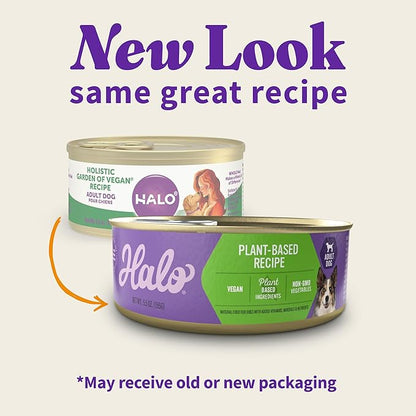 Halo Holistic Vegan Wet Dog Food, Plant-Based Recipe, Canned Dog Food, Complete Digestive Health, Adult Dogs, 5.5 Oz Can (Pack of 12)