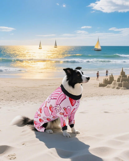 PET SHOW 4 Pack Dog Pajamas for Extra Large Dogs Girl Soft Stretchy PJs Paw Floral Jumpsuit Dog Doughnut Ice Cream Onesies Outfits with Sleeve Pets Breathable Summer Clothes Costume XXXL