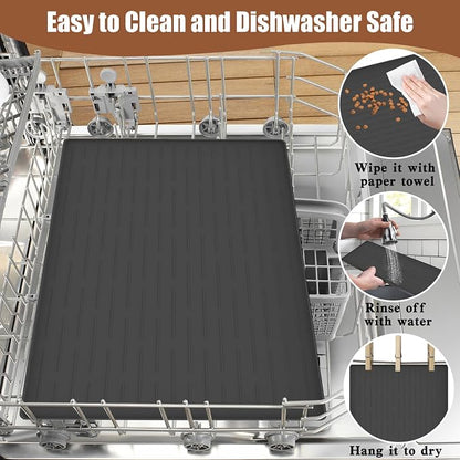 24"x16" Large Dog Food Mat, Silicone Dog and Cat Mats for Food and Water Bowls, Waterproof Raised Edge Pet Feeding Mat for Contain Spills Protects Floors, Multiple Colors & Sizes for Pets, Brown