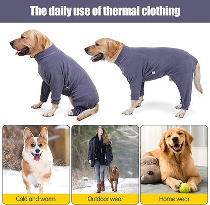 Dog Winter Coat,Warm Dog Jacket,Puppy Polar Fleece High Collar Full Body Snowsuit,Comfort Windproof Sweater(Grey,XL)