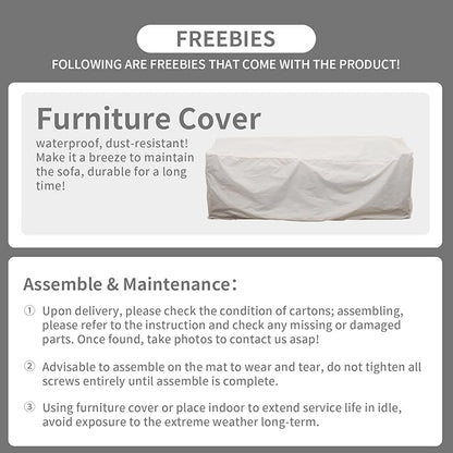 Rattaner Outdoor Couch Wicker Patio Furniture 3-seat Sofa Outdoor Furniture Deep Seat Hight Backrest with Waterproof Cover Anti-Slip Cushions, Navy Blue