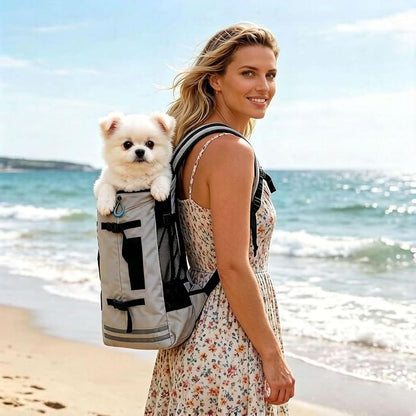 Big Dog Backpack Carrier, Green-M | Extra Large Pet Carrier for 66lbs Dogs, Fully Adjustable Water-Resistant Dog Travel Bag for Hiking Cycling Outdoor Adventures