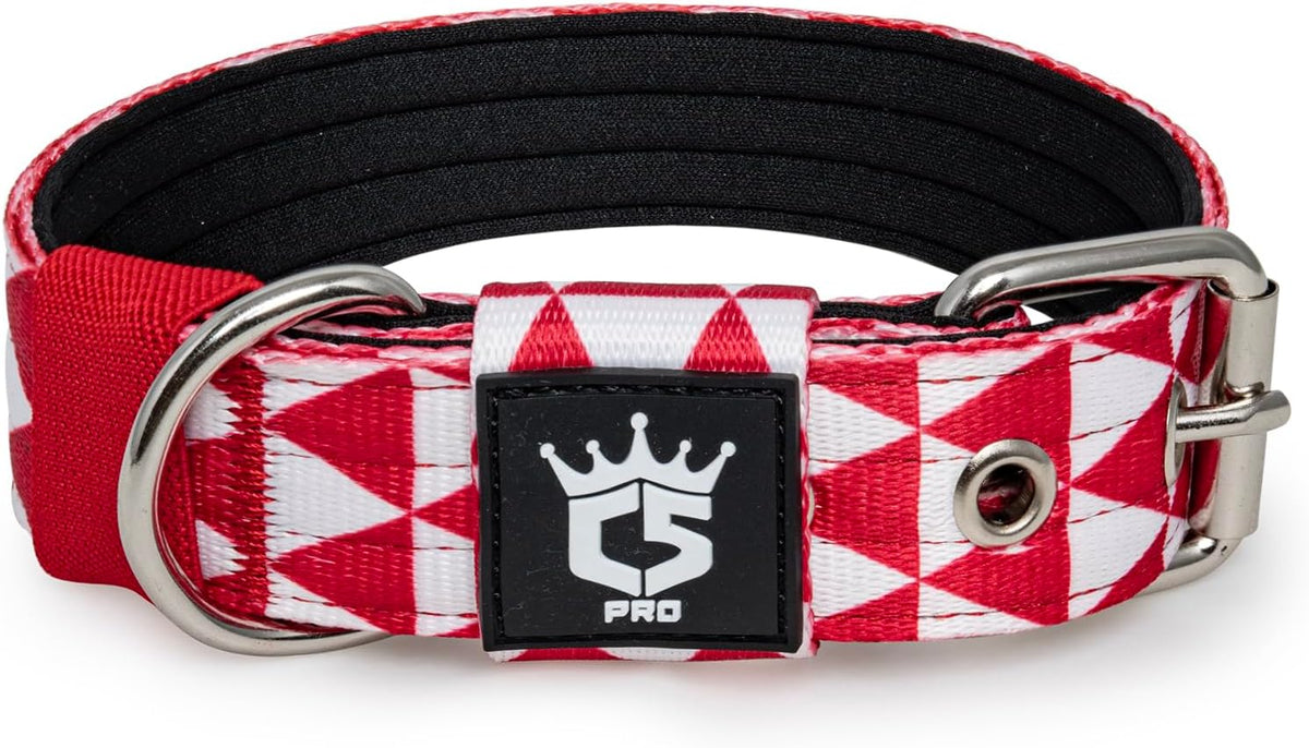 TSPRO Tactical Dog Collar 1.25 Inch Wide Thick Dog Collars with Heavy Duty Metal Buckle, Durable, Strong, Adjustable for Small Dogs (Geometric S)