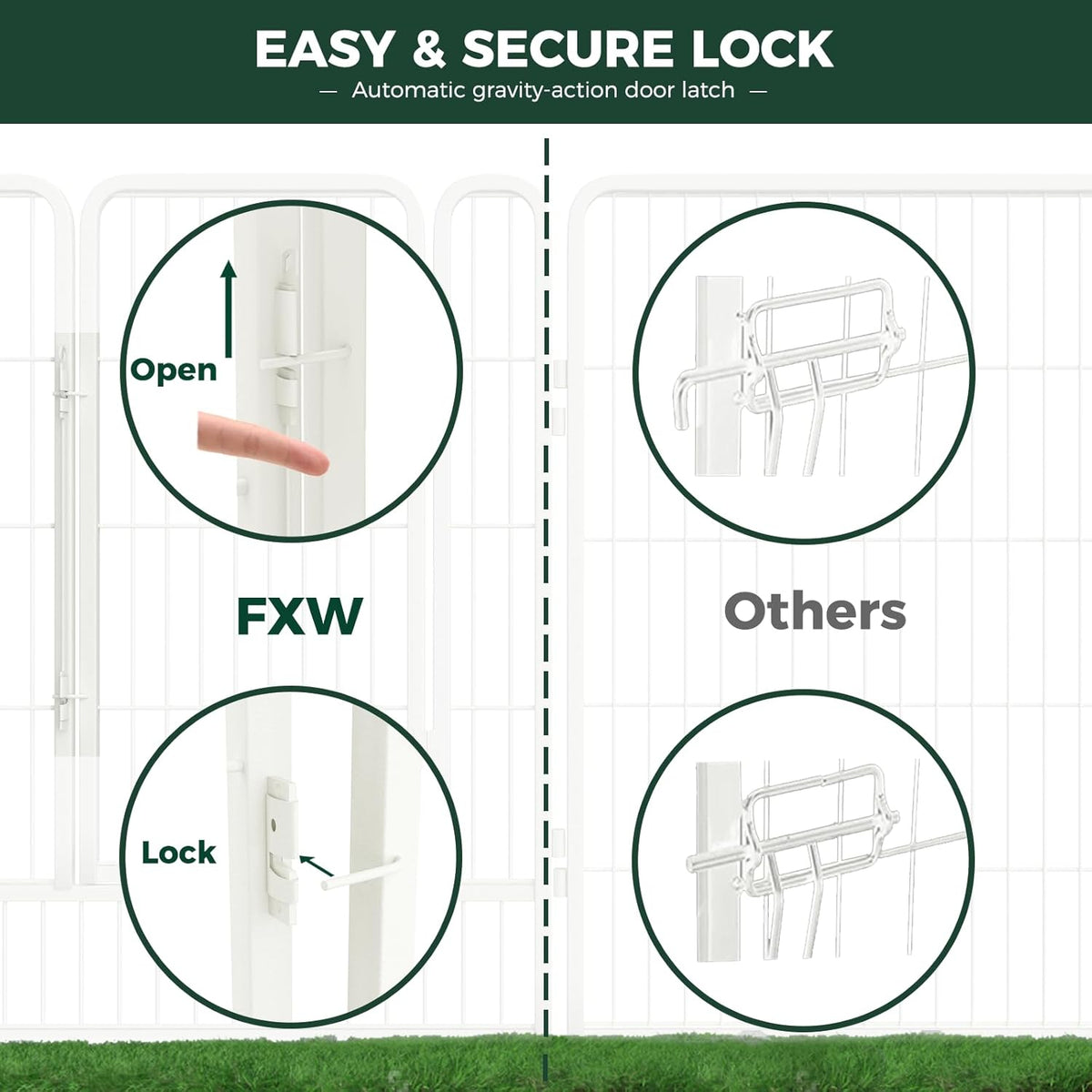 FXW Rollick Unleashed Dog Playpen for Indoor, Yard, RV Camping, 40 inch 8 Panels for Medium and Large Dogs, White│Patented