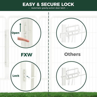 FXW Rollick Unleashed Dog Playpen for Indoor, Yard, RV Camping, 40 inch 8 Panels for Medium and Large Dogs, White│Patented