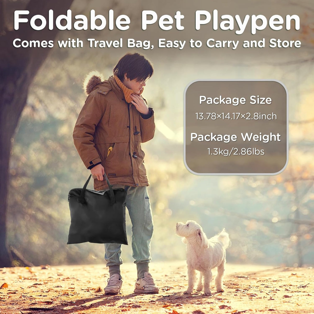 Foldable Pet Kitten Playpen, Upgrade Waterproof Portable Cat Dog Playpen Kennel Tent for Small Dog Cat, Removable Shade Cover, Come with Free Carrying Case, Indoor Outdoor Use for Small Pet, Brown