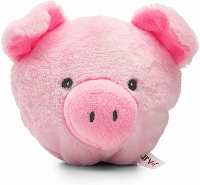 Flourish Pets 2 in 1 Multi-Layer Chew Toy for Active Dogs | Non-Toxic BPA Free Double Stitched Soft Fabric Exterior Dog Toys | Long-Lasting Dog Plush Toys - Pig 3.5"