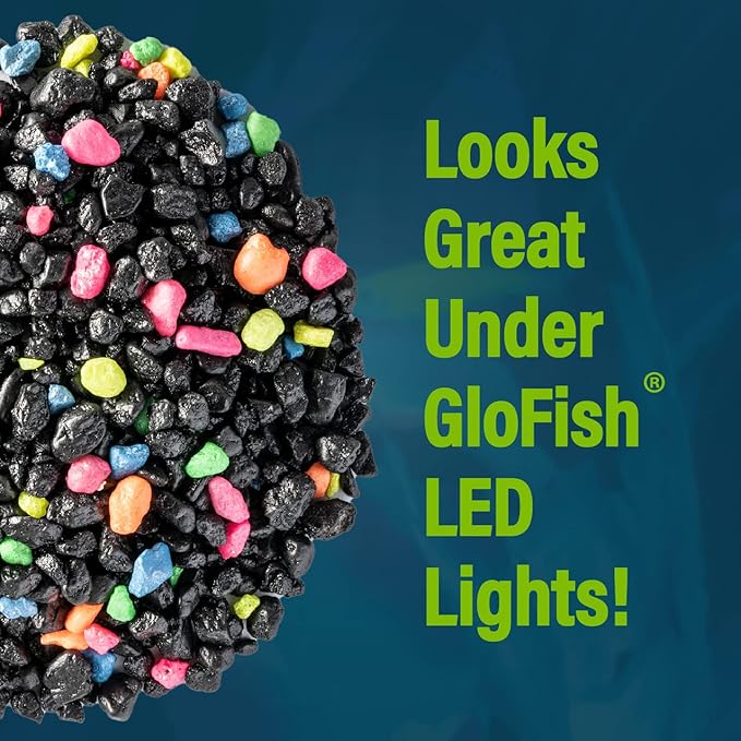 GloFish Aquarium Gravel, Fish Tank Gravel, Black With Fluorescent Accents, Compliments GloFish Tanks, 5 lb Bag
