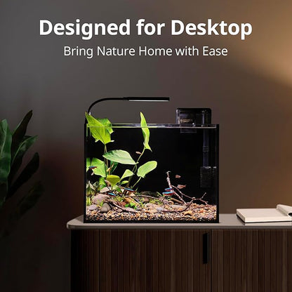 NICREW 2.5 Gallon Nano Nature Aquarium Kit, Ultra-Clear Rimless Desktop Fish Tank with Light and Filter, Perfect for Small Fish, Shrimp, or Betta, Basic Version, Black