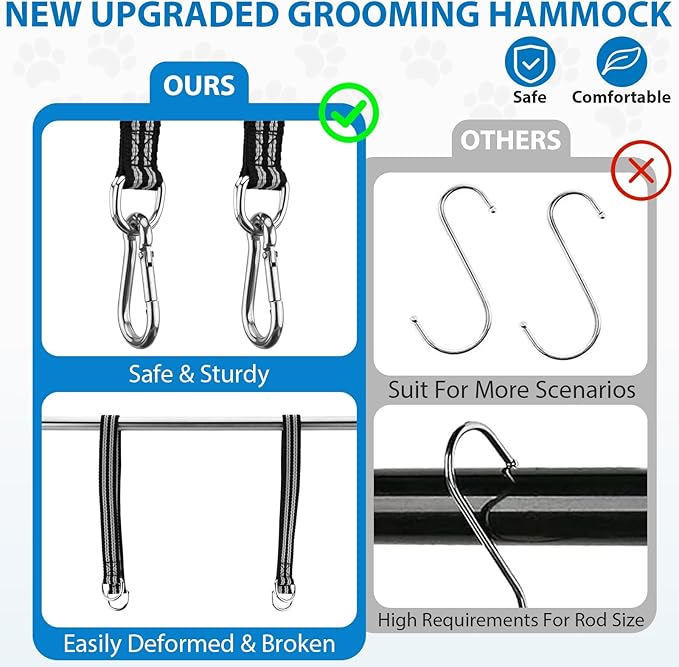 Pet Grooming Hammock Harness for XL Large Dogs Nail Trimming, Dog Sling for Cutting Nails, Dog Hanging Holder Hanger with Nail Clippers, Nail File, Scissors