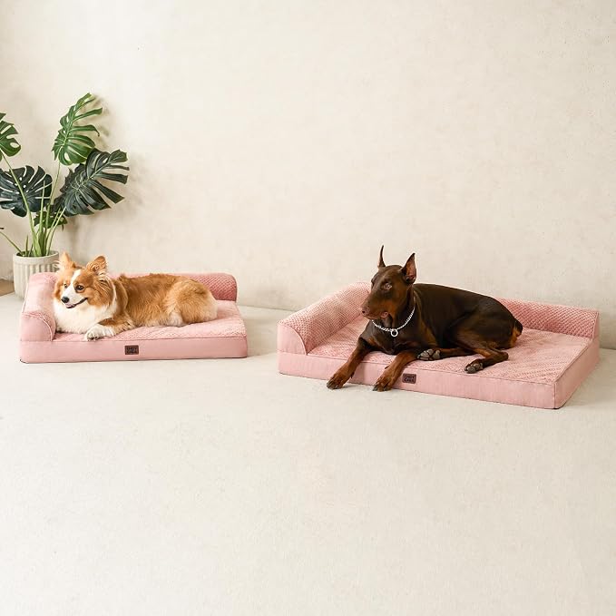 EHEYCIGA Orthopedic Dog Bed Medium Size Dogs, Memory Foam Dog Bed with Washable Removable Cover, Waterproof Pet Sofa Couch for Crate with Nonskid Bottom, 30x20x6, Pink | Small Dog Sofa with Washable Removable Cover, Waterproof Pet Couch for Crate with ...