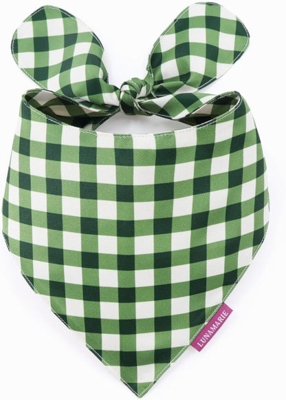 LunaMarie - Luxury Pet Birthday Bandanas -Premium & Silky Poly Fabric | 100% Handmade | Custom Shape Dual Layered (Olive, Large)