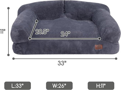 Hollypet Dog Large Cat Bed Puppy Couch Beds for Pets up to 50 lbs | Fluffy Dog Cat Couch Plush Soft Warming Pets Beds with Machine Washable Cover and Non-Slip Bottom