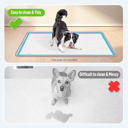 Pee Pad Holder for Dogs 34''x22'' Silicone Puppy Pee Pad Tray, Pink | Extra Large Dog Potty Tray Leak-Proof, High Edge, No Spill Training Pads for Floor Protection, No Pee Pads