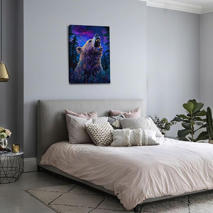 Bear Forest Wall Art Canvas Fantastic Animal Wall Decor Prints Framed Painting Pictures Gifts Artwork for Bathroom Kitchen 16"x24"