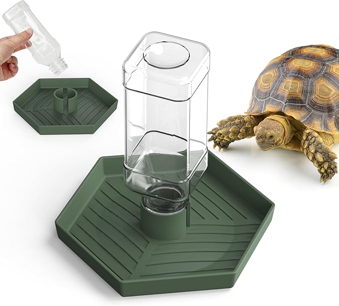 Reptile Water Dispenser-Bearded Dragon Water Bowl - Small Water Dish for Tortoise - Bowls for Reptiles & Amphibians (L)