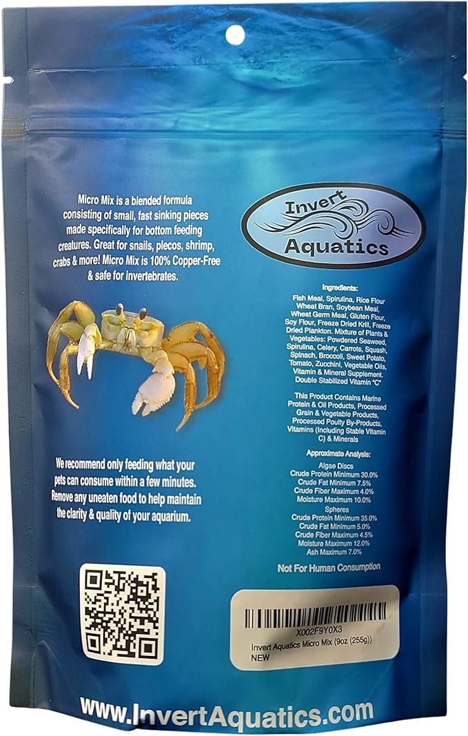 Micro Mix - Sinking Blended Diet for Snails, Shrimp & Bottom Feeding Fish (9 oz (255g))