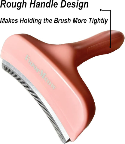 Pet Deshedding Tool with Curve Blade, Cat Grooming Brush, Tight V-shaped Teeth Shedding Comb for Cat and Dog (Pink, Large)