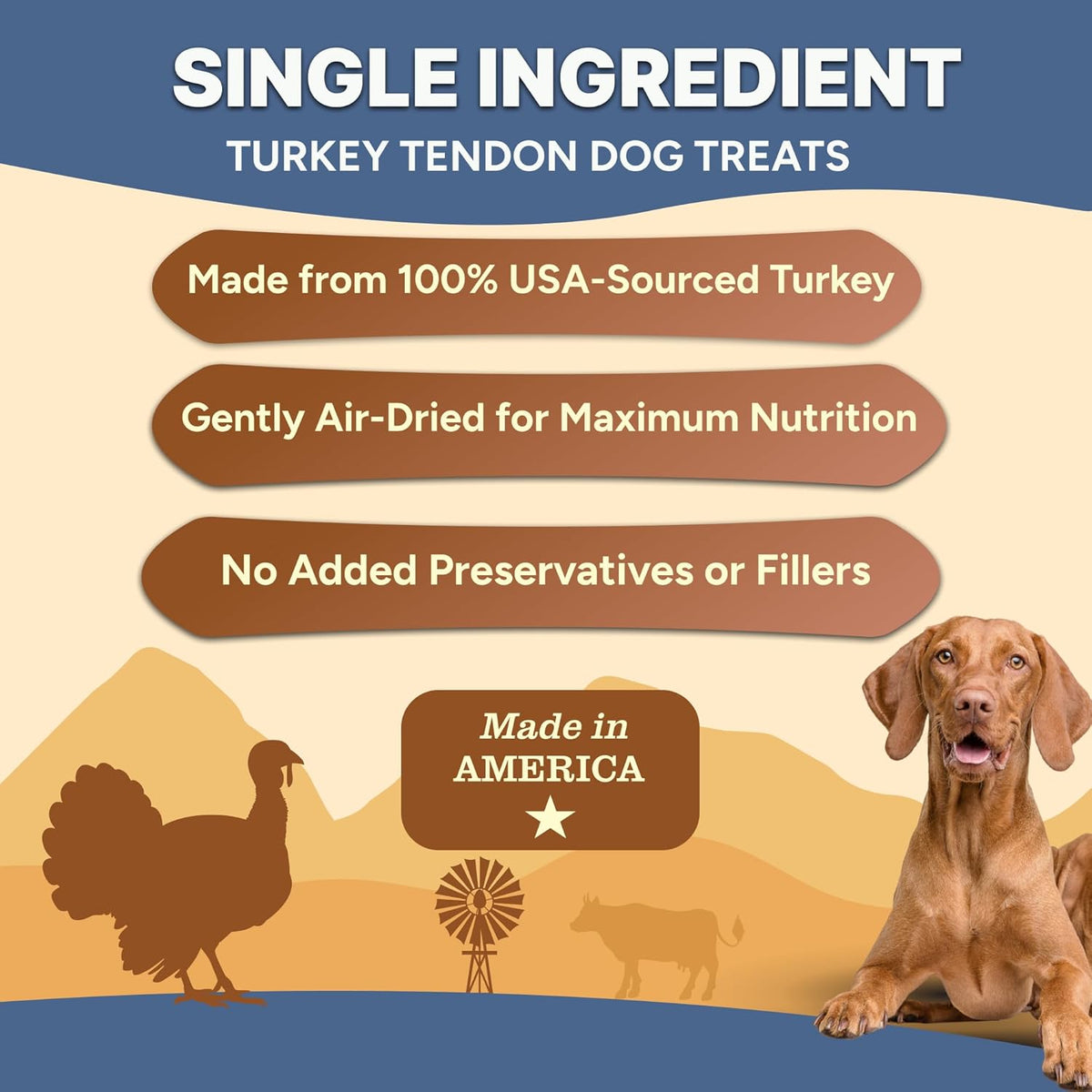 Gaines Family Farmstead Turkey Tendon Chips for Dogs – 5 oz, Natural Single-Ingredient Dog Treats, High-Protein Crunchy Chews, Rawhide Alternative, Grain-Free, Made in USA