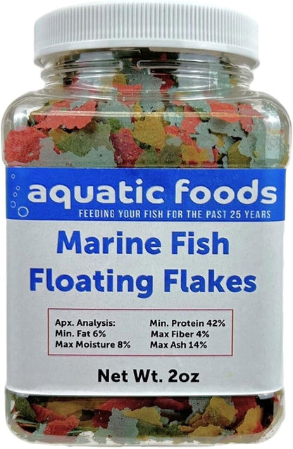 Aquatic Foods Inc. Marine Fish Flakes of Red & Green Algae, Seaweeds for Tangs, Butterflies, Angelfish, Anthias, Clown Fish, Damsels...WL 2oz Sm Jar