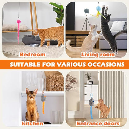Rechargeable Electric Cat Teaser with Remote – Interactive Door Clip Toy for Cats, 2 Motion Modes (360° Spin & Irregular Jumping), Smart Auto Cat Toy for Exercise & Fun (Gray)