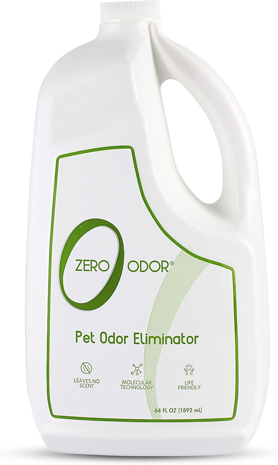 Zero Odor - Pet Odor Eliminator for strong odor, Eliminate Air & Surface Odors – Patented Molecular Technology Best For Carpet, Furniture, Beds Smell Great Again, 64oz Refill