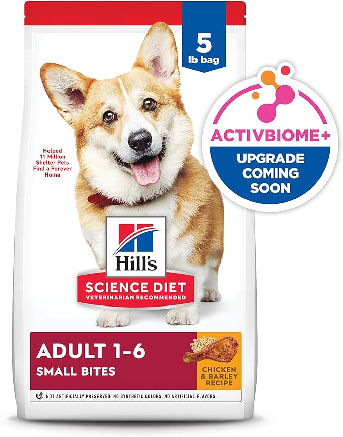 Hill's Science Diet Adult 1-6, Adult 1-6 Premium Nutrition, Small Kibble, Dry Dog Food, Chicken & Barley, 5 lb Bag
