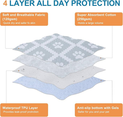 BEAUTYZOO 8 Pack Washable Pee Pads for Dogs,Reusable Puppy Pads 18x24 Gray | Waterproof Super Absorbent,Non Slip and Leak-Proof Against Urine,Whelping Pads Mats for Puppy Potty Training,Playpen,Crate