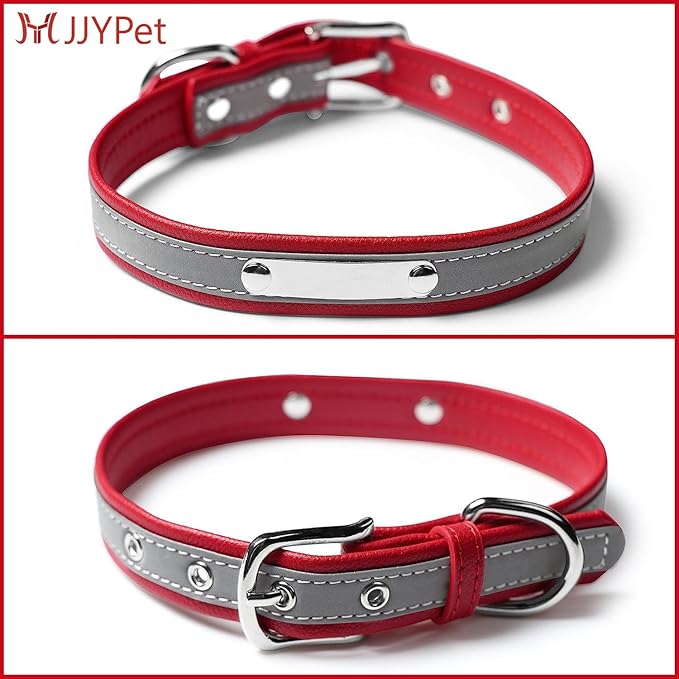 Personalized Reflective Cat Collars with Name Tag and Plated,Engraved Custom Cat Collar with Name and Phone,Kitten Collar with Safety Buckle Adjustable for Cats and Kitten(Red)