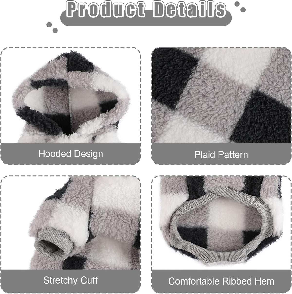 Small Dog Sweater for Dogs Hoodies, Winter Clothes Boy Girl Male Female, Warm XS Fleece Hoodies Pet Coat Apparel Outfit(XS, Black)
